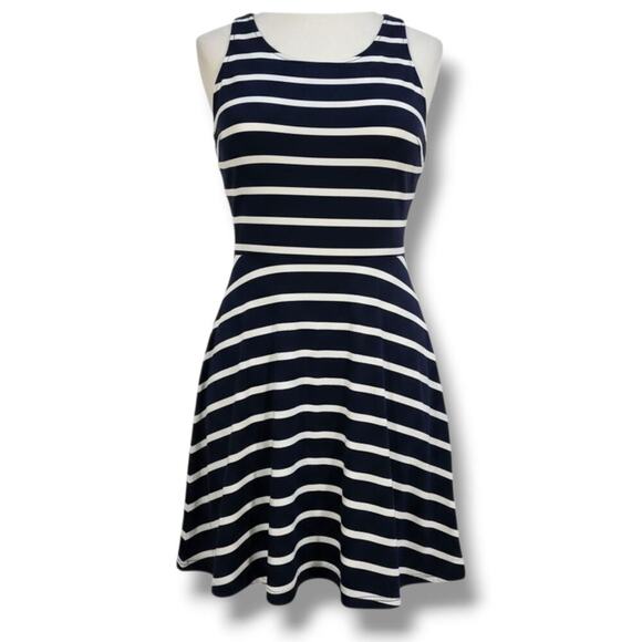 Iz Byer Dresses & Skirts - iZ Byer Women’s Navy & White Striped Fit & Flare Sleeveless Dress – Size XL